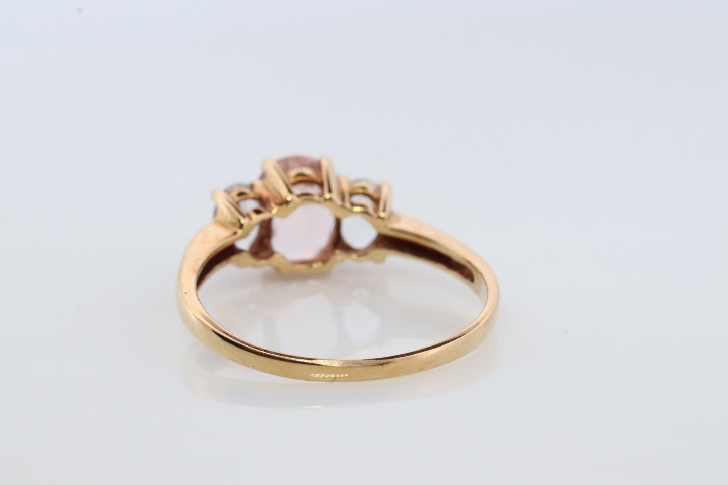 14k Morganite and Aquamarine Ring. Morganite Aqua trio Ring. 14k OTC Ring.