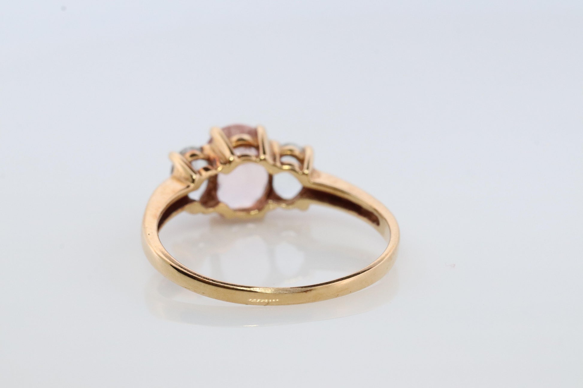 14k Morganite and Aquamarine Ring. Morganite Aqua trio Ring. 14k OTC Ring.