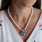 Boulder Opal Pendant. Pearl Necklace with Natural Boulder Opal pendant. Stunning