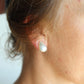 Large Mabe Pearl Earrings. 14k White Gold Clip On Un pierced Drop Pear MABE