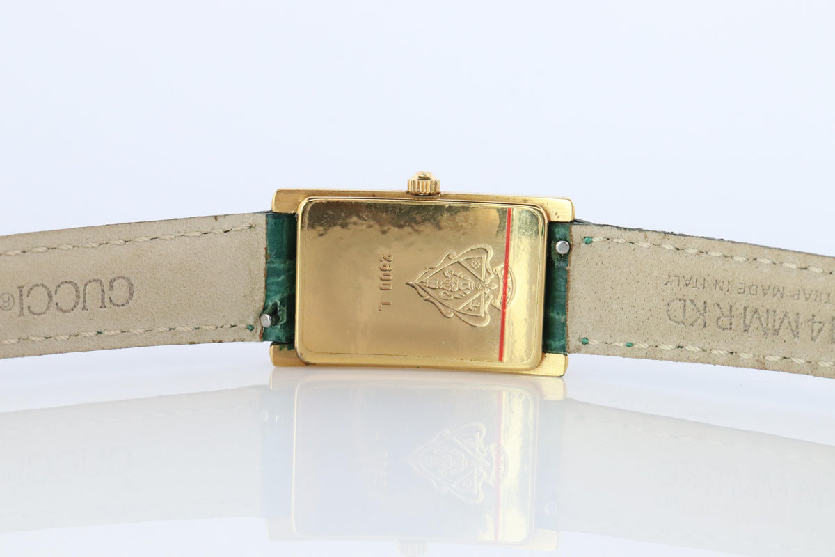 Vintage GUCCI Tank Watch Timepiece. 2600L Gucci Lane Green