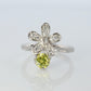 Platinum Yellow Diamond Flower ring. Pt900 Canary Diamond Dangle cluster band.