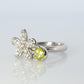 Platinum Yellow Diamond Flower ring. Pt900 Canary Diamond Dangle cluster band.