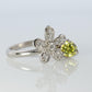 Platinum Yellow Diamond Flower ring. Pt900 Canary Diamond Dangle cluster band.