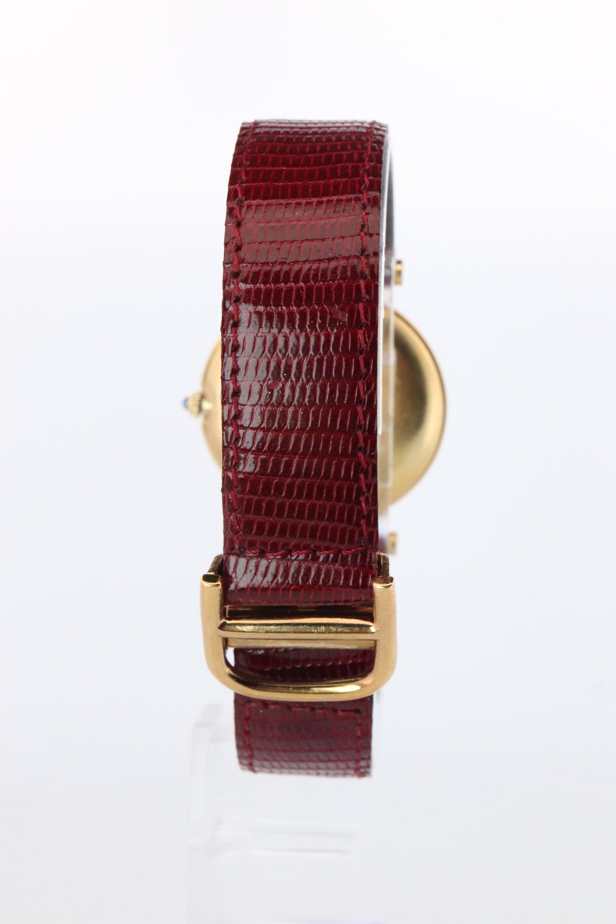 Cartier Watch. Must de Cartier Bordeaux Burgundy Dial Vendome Round Argent 30mm.