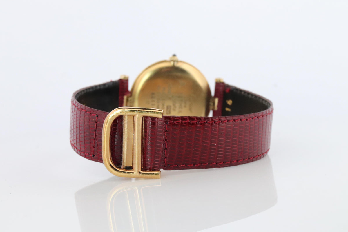 Cartier Watch. Must de Cartier Bordeaux Burgundy Dial Vendome Round Argent 30mm.