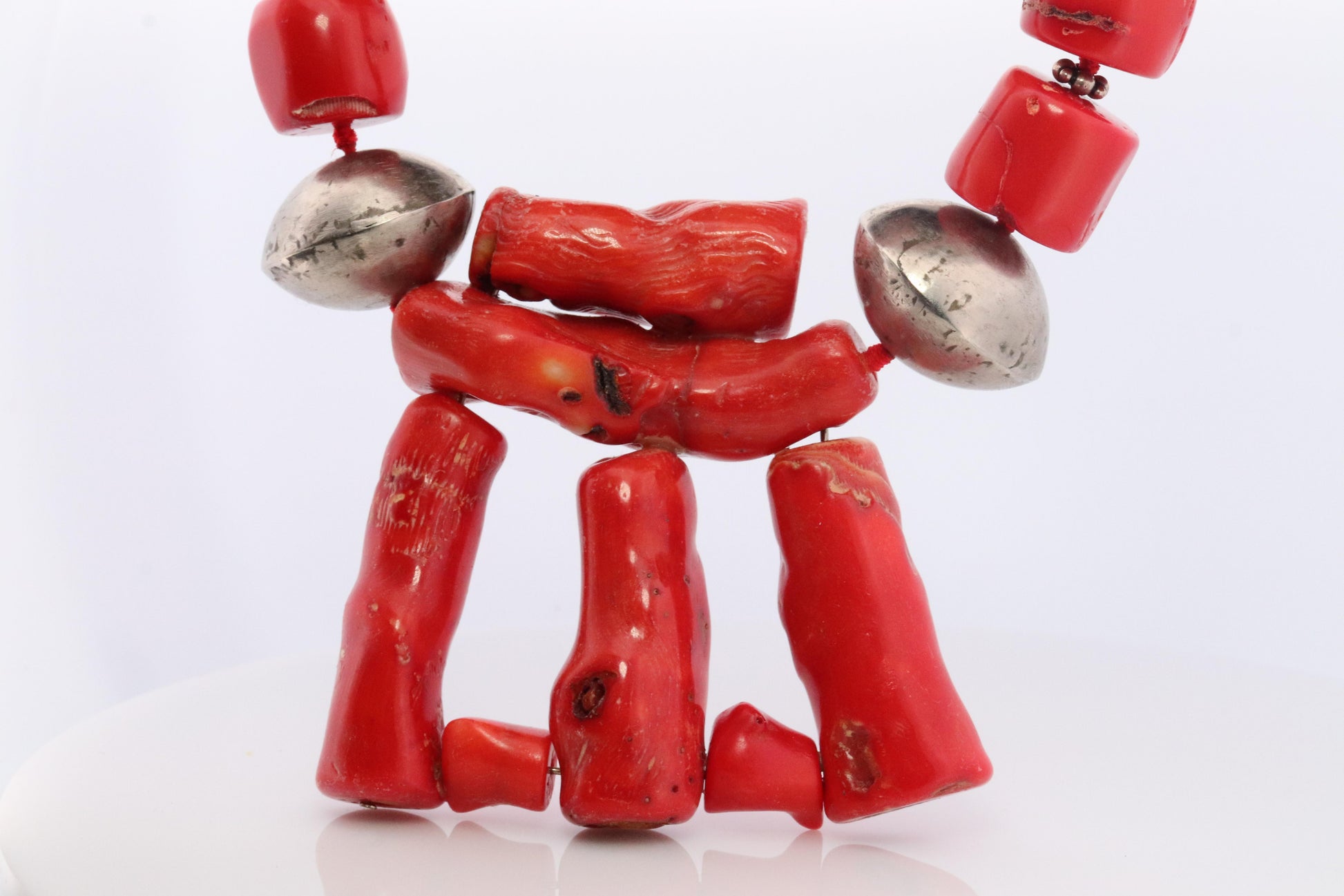 Sterling Silver RAW Coral Chunky Necklace