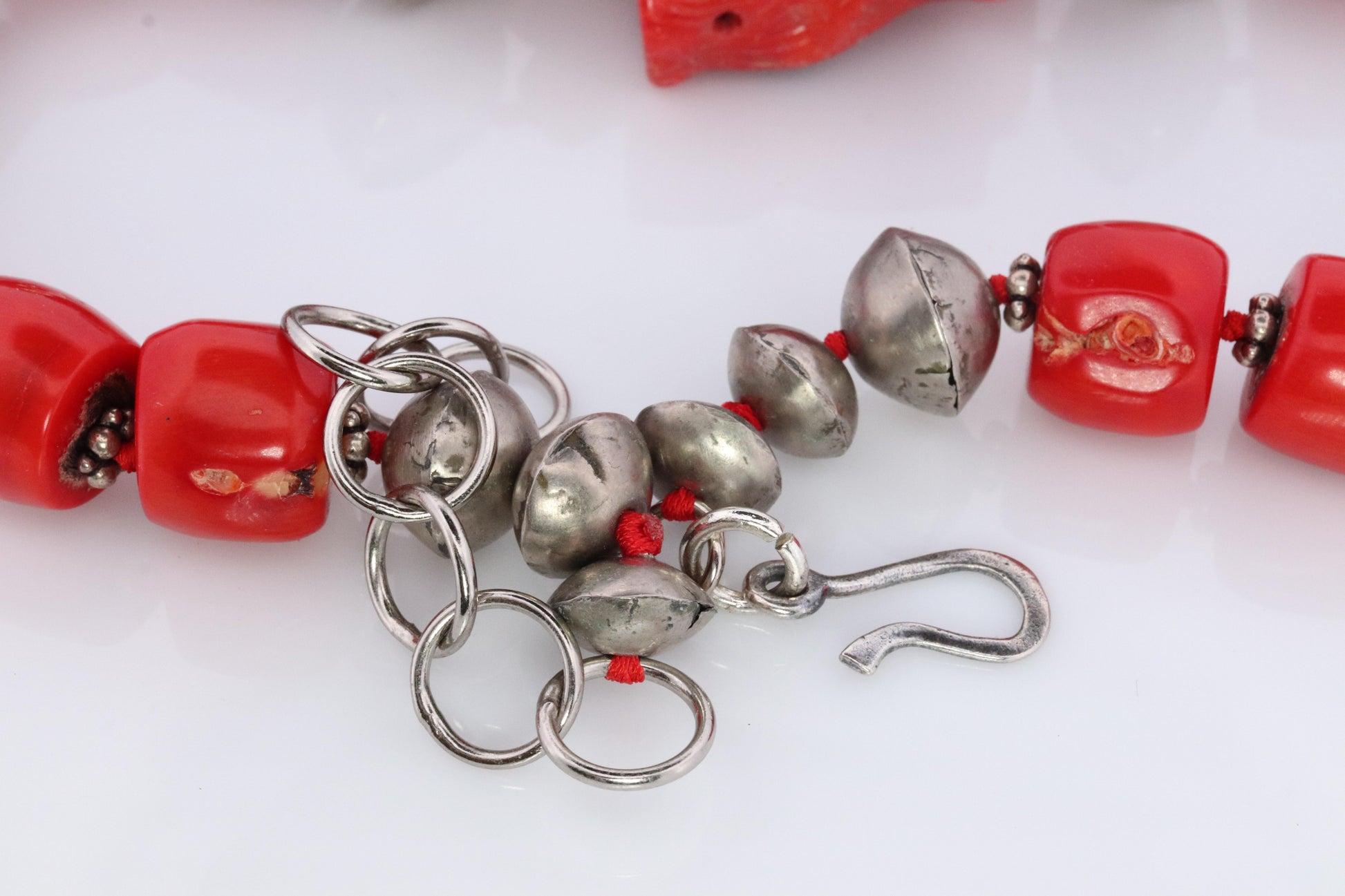 Sterling Silver RAW Coral Chunky Necklace