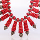 Sterling Silver Bead and Coral Dangle Necklace.