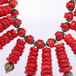 Sterling Silver Bead and Coral Dangle Necklace.