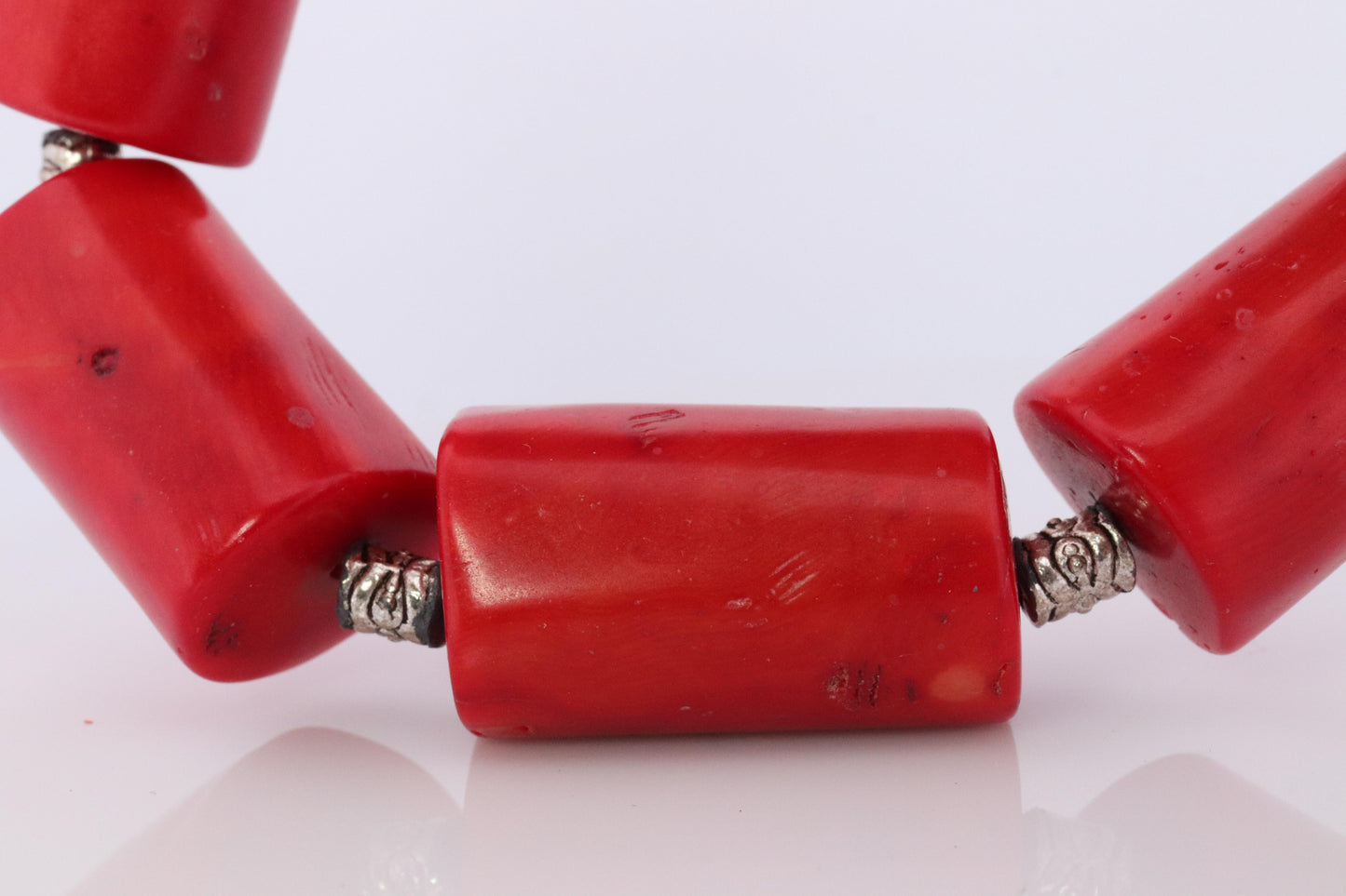 Sterling Silver RAW Coral Chunky Necklace