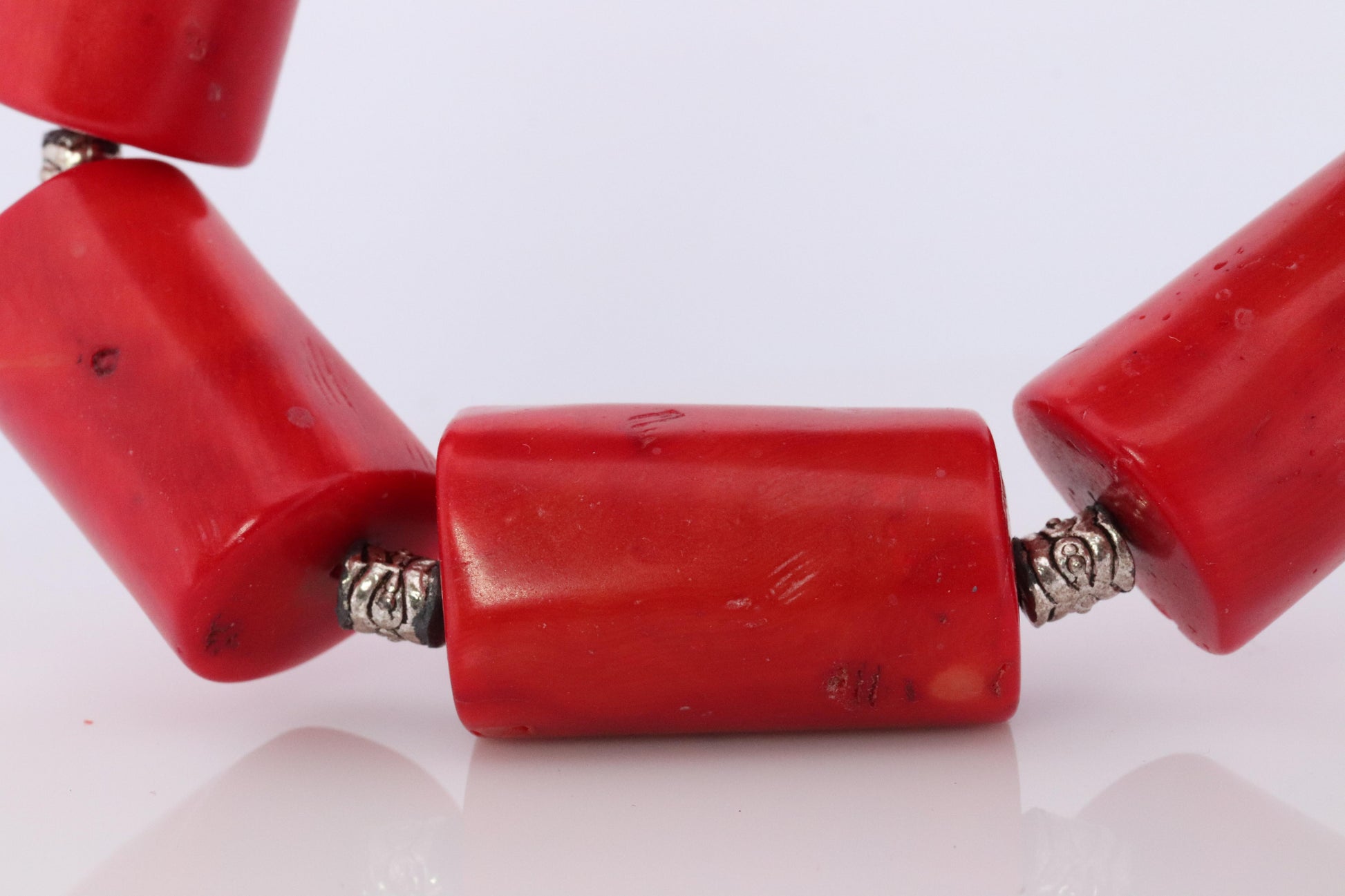Sterling Silver RAW Coral Chunky Necklace