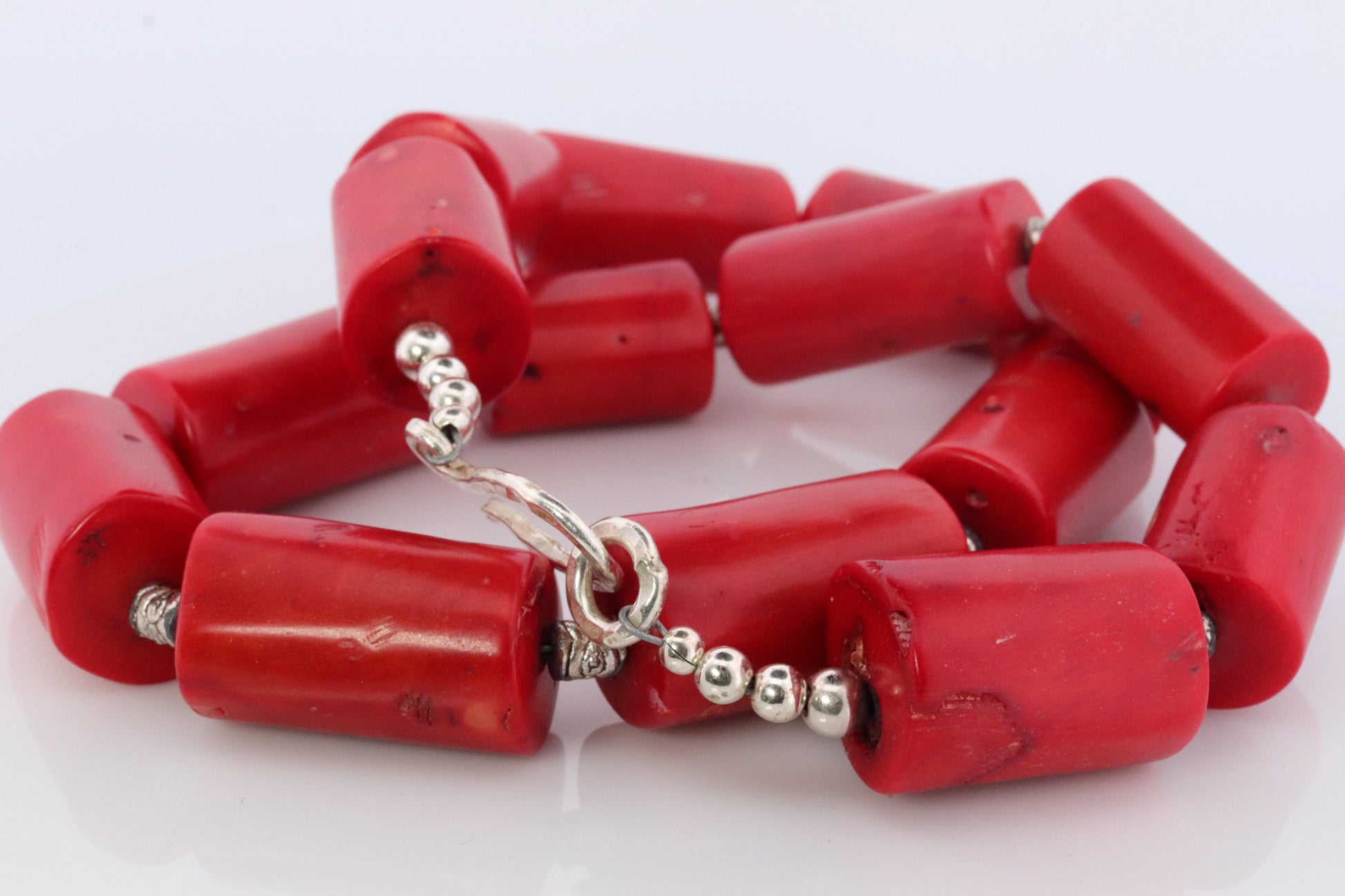 Sterling Silver RAW Coral Chunky Necklace