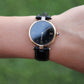 Cartier Watch. Must de Cartier BLACK Vendome Round Argent Vermeil 30mm Dial.