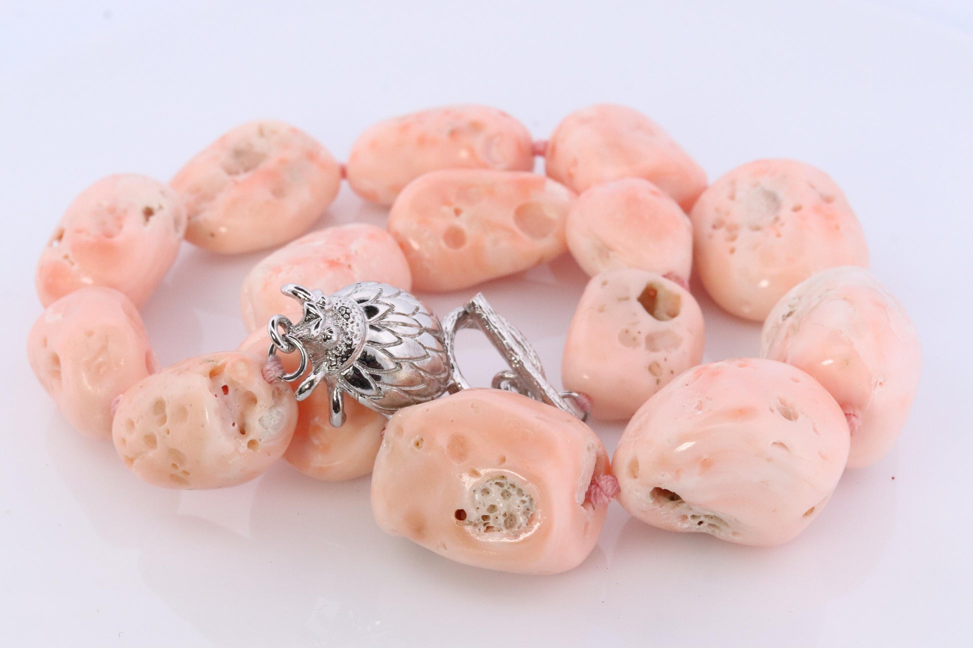 Sterling Silver RAW Bulky Coral Necklace
