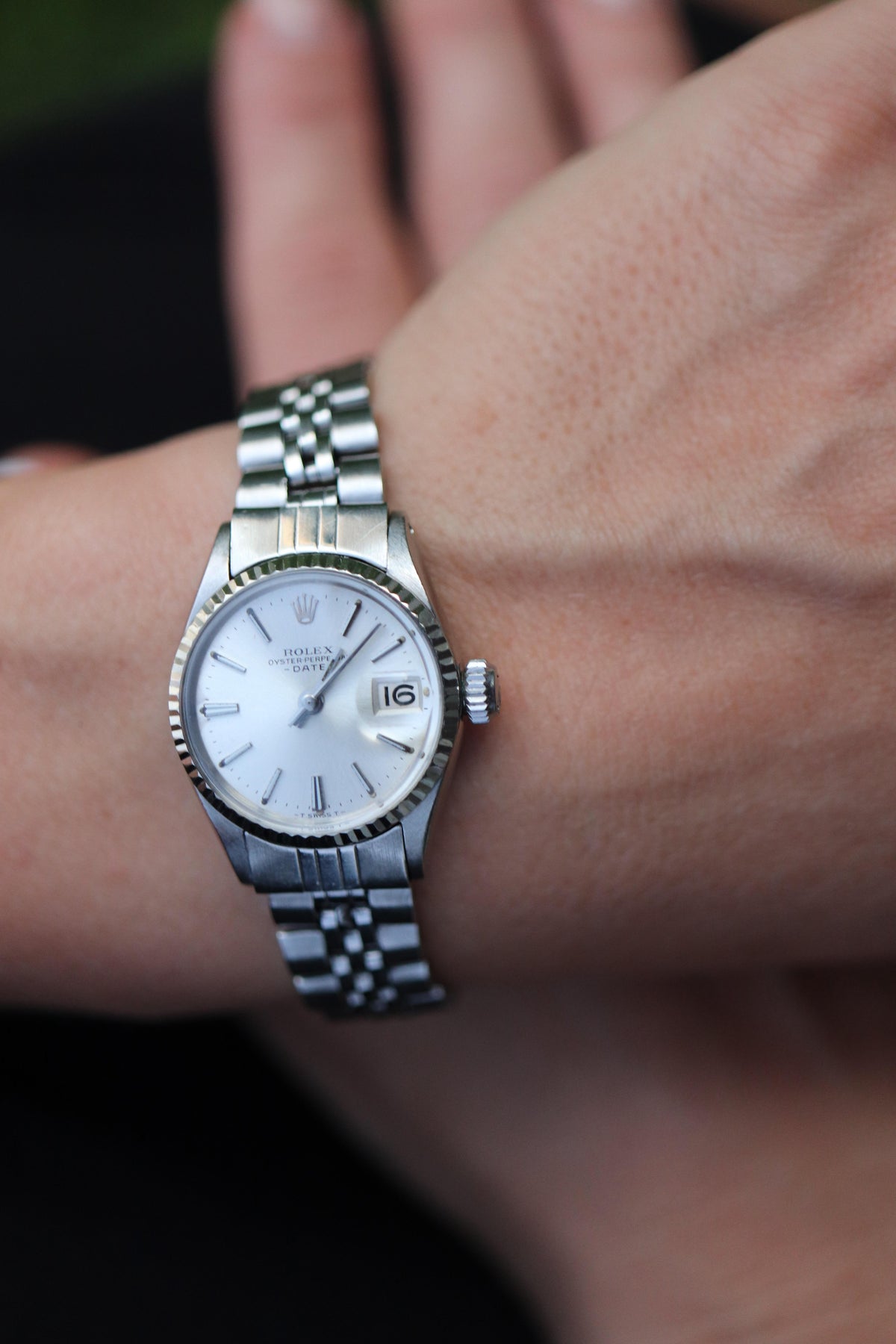 Genuine Rolex 6517 Oyster Perpetual Watch. Ladies ROLEX Automatic WG Bezel.