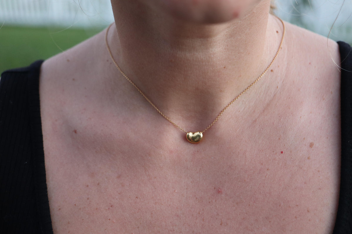 Tiffany & Co. 18k Gold Chain and Bean Pendant Necklace. 750 Yellow Gold Tiffany