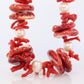 Sterling Silver RAW Coral, coral branches and Pearl Necklace