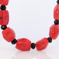Sterling Silver RAW Coral and Onyx Bead Necklace