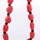 Sterling Silver RAW Coral and Onyx Bead Necklace
