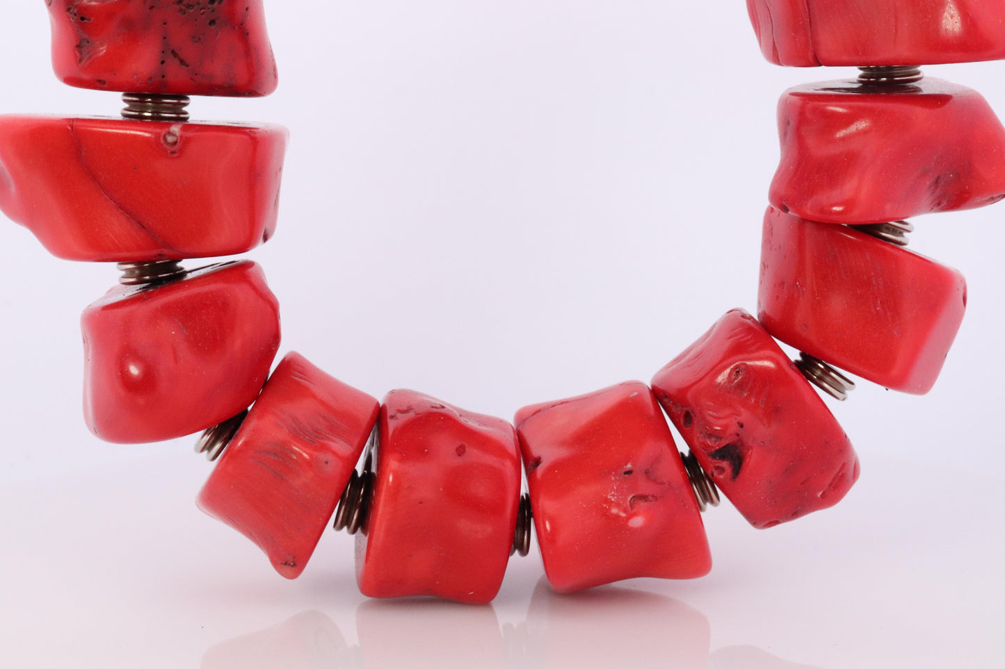 Sterling Silver RAW Coral Chunky Necklace