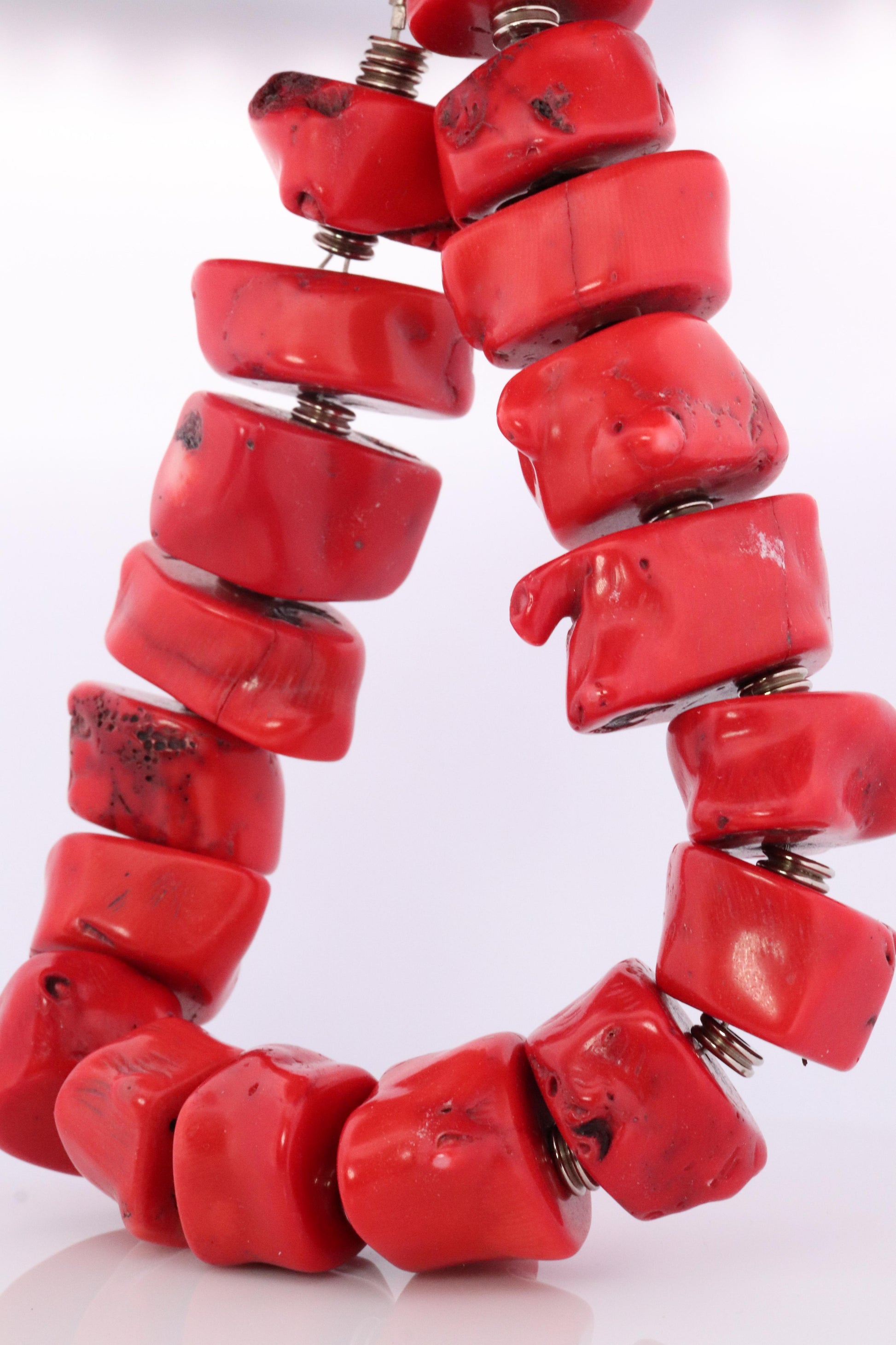 Sterling Silver RAW Coral Chunky Necklace