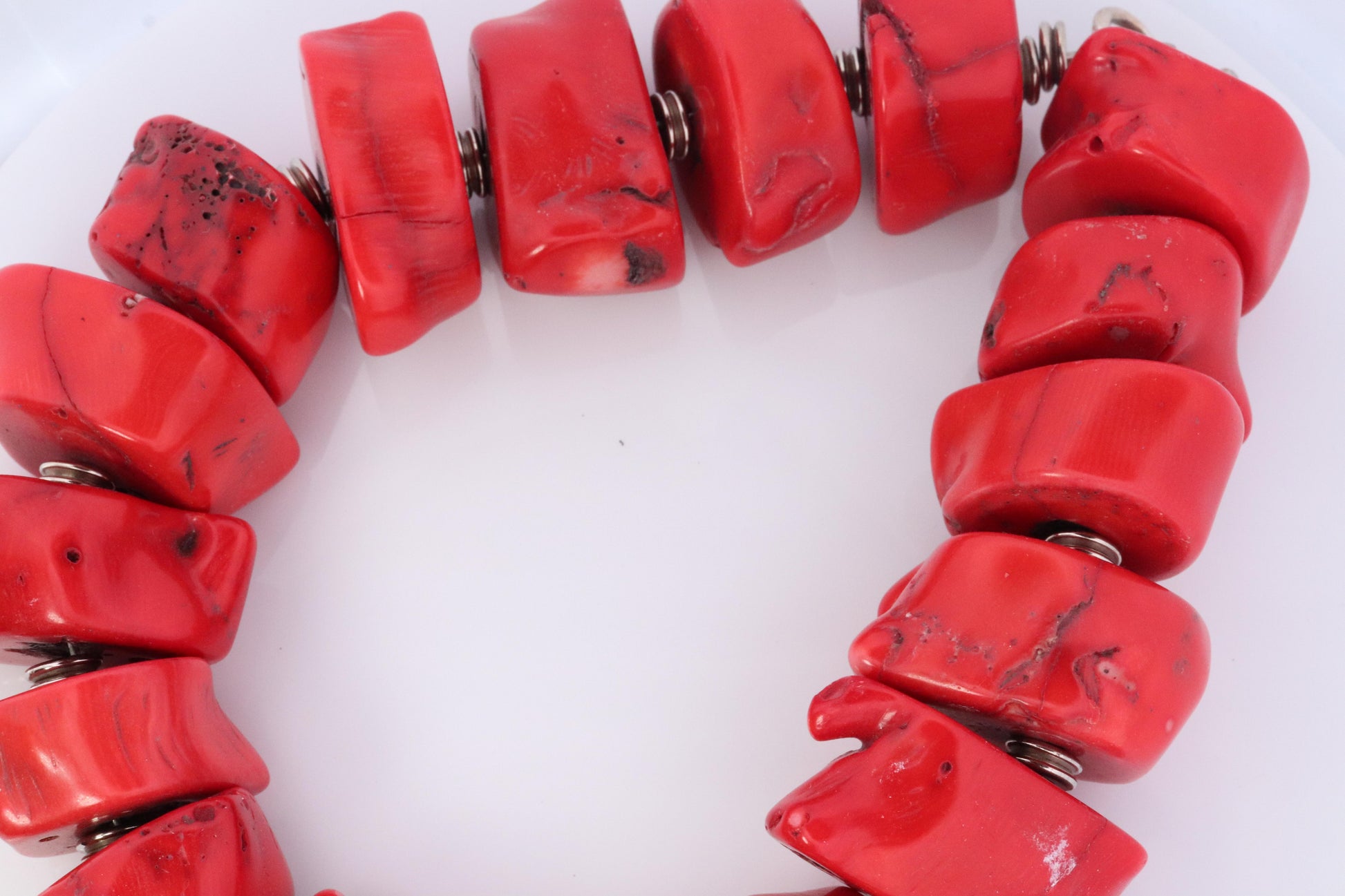 Sterling Silver RAW Coral Chunky Necklace