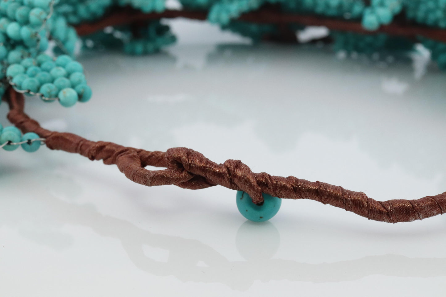 Turquoise Necklace. Collar Choker Vine Necklace.