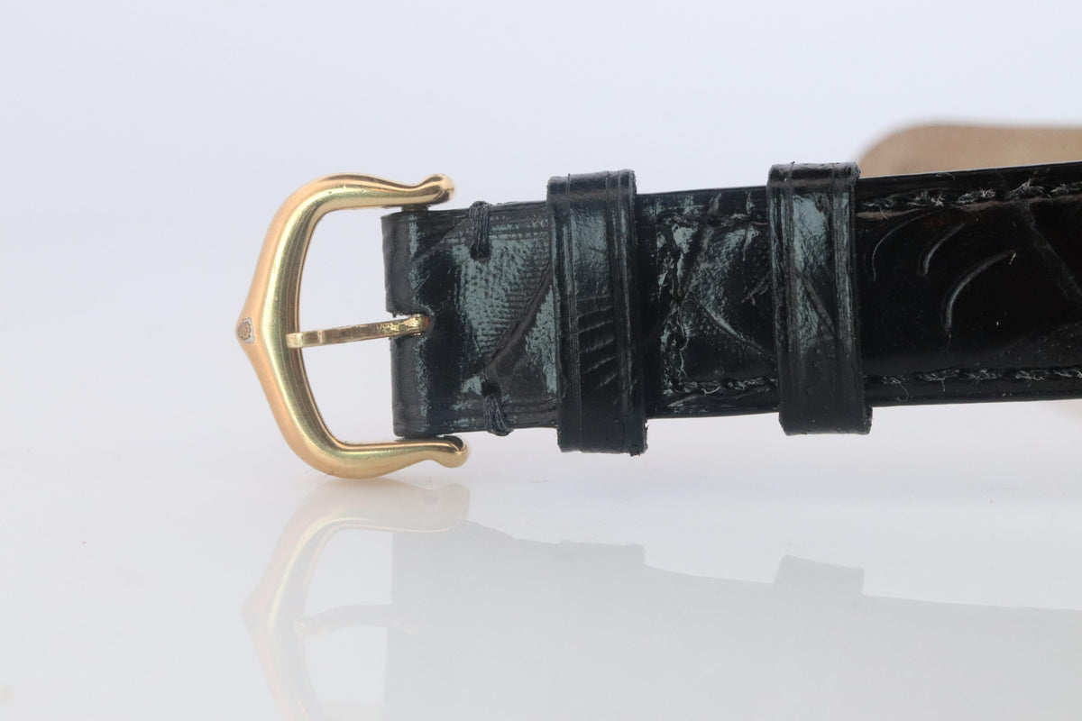 Cartier Watch. Must de Cartier BLACK Vendome Round Argent Vermeil 30mm Dial.