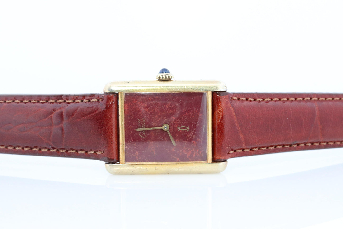 Vintage Must de Cartier marble Tank Watch. 925 Vermeil MANUAL Argent Manual.