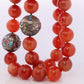 Chunky Chalcedony Necklace. Sterling Silver. Orange Translucent. Double strand.