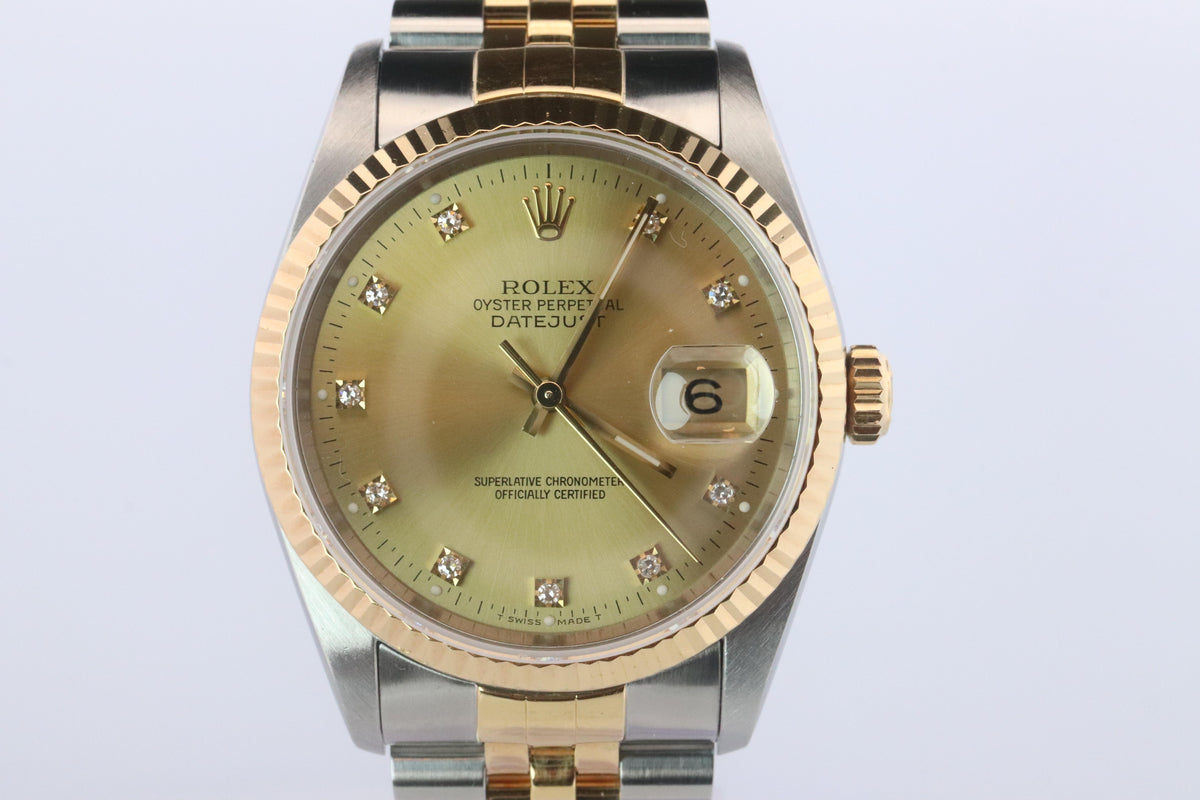 Genuine Rolex 16233G Watch. Rolex Oyster Perpetual DateJust YG Multi Tone