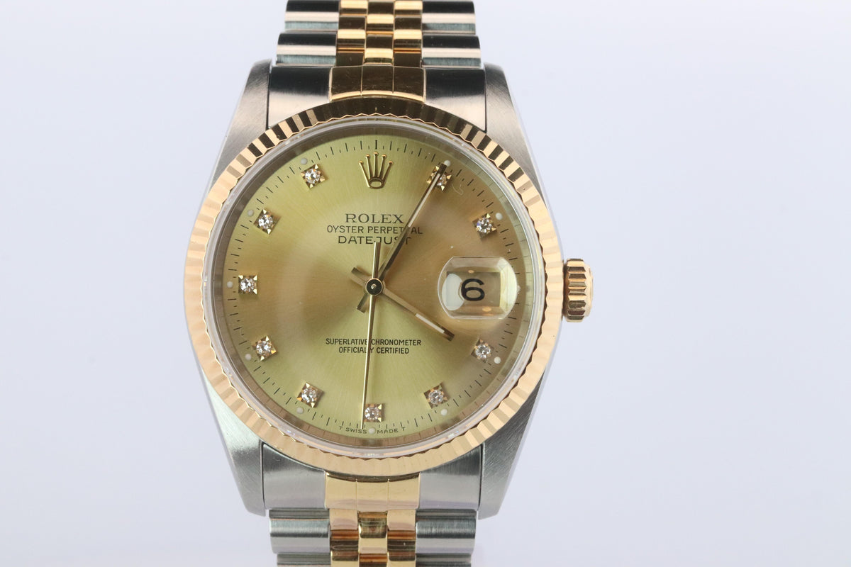 Genuine Rolex 16233G Watch. Rolex Oyster Perpetual DateJust YG Multi Tone