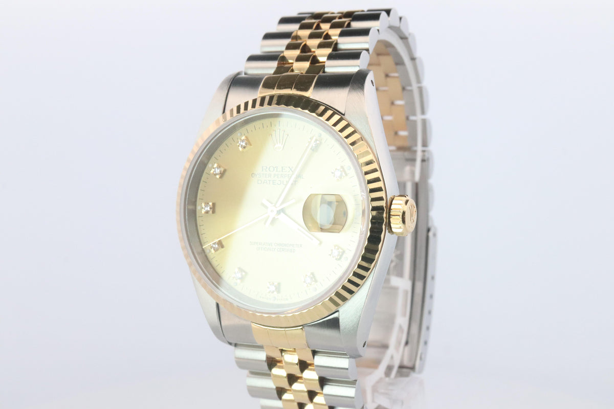 Genuine Rolex 16233G Watch. Rolex Oyster Perpetual DateJust YG Multi Tone