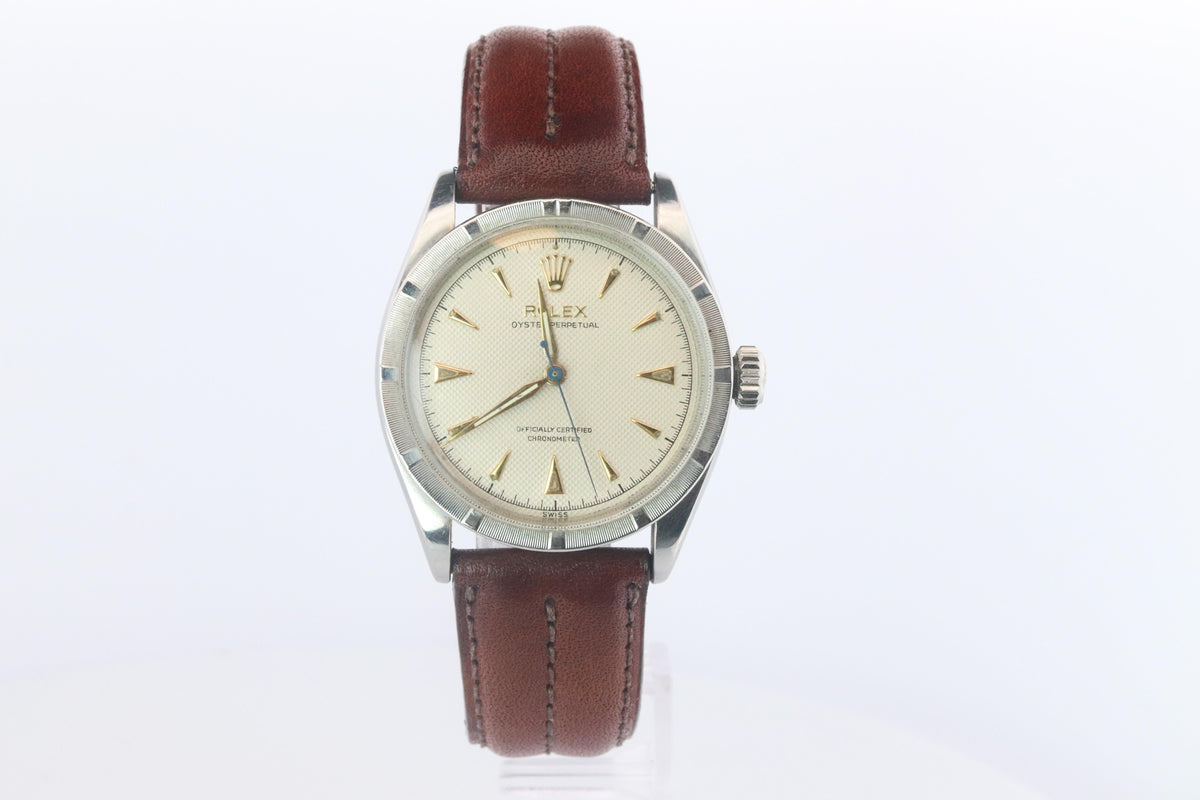 Genuine Rolex 6303 Watch. Rolex Oyster Perpetual Bubbleback Engine Turned Bezel