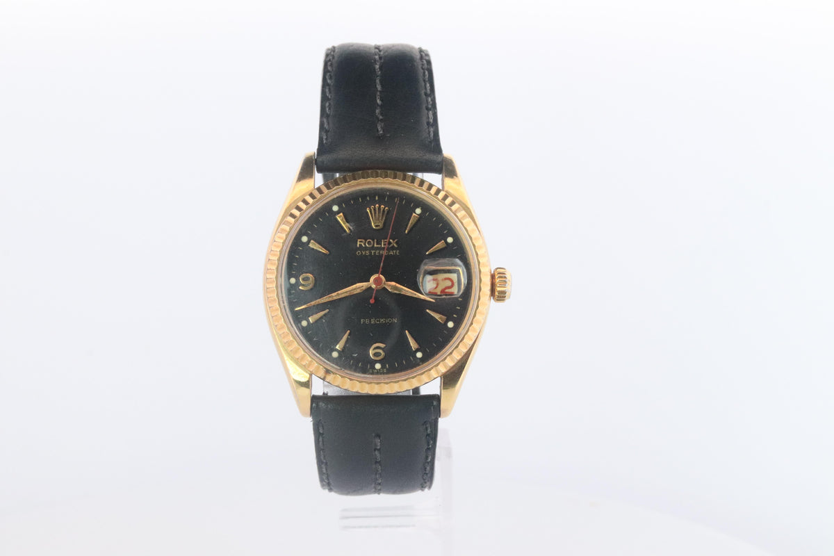 ROLEX Watch. Rolex ref. 6294 Black Dial 1950s Mens Rolex watch.