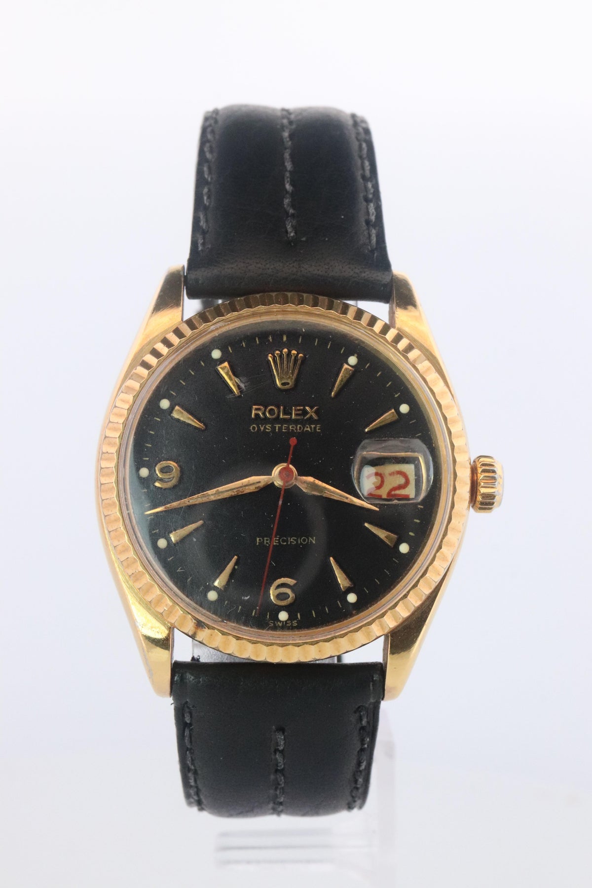 ROLEX Watch. Rolex ref. 6294 Black Dial 1950s Mens Rolex watch.