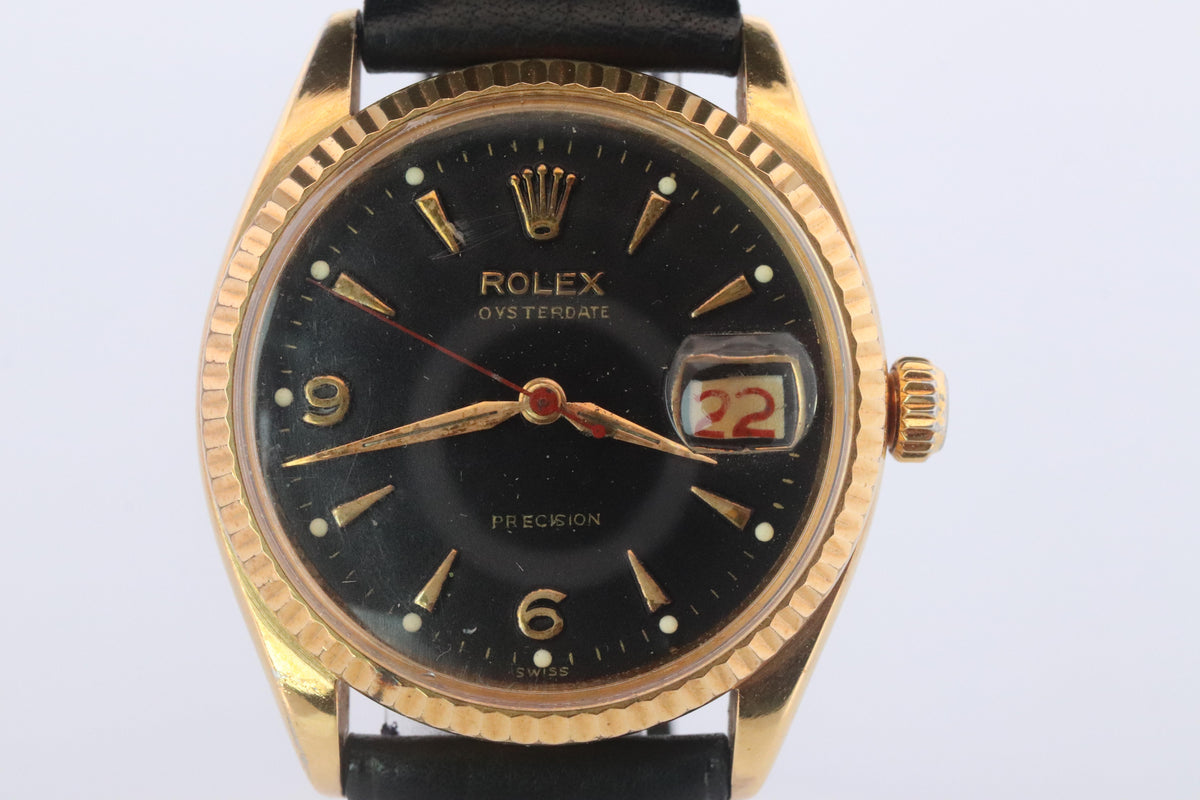ROLEX Watch. Rolex ref. 6294 Black Dial 1950s Mens Rolex watch.