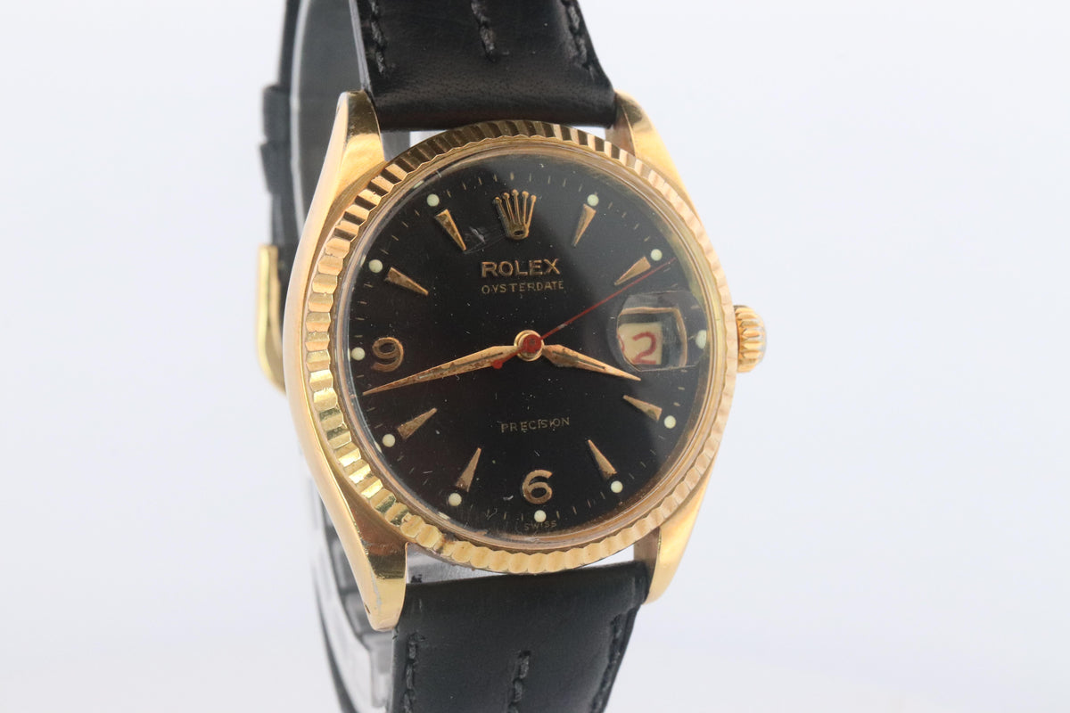 ROLEX Watch. Rolex ref. 6294 Black Dial 1950s Mens Rolex watch.