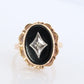 10k ONYX Diamond ring. Onyx 10k yellow gold ring. Vintage Victorian Onyx