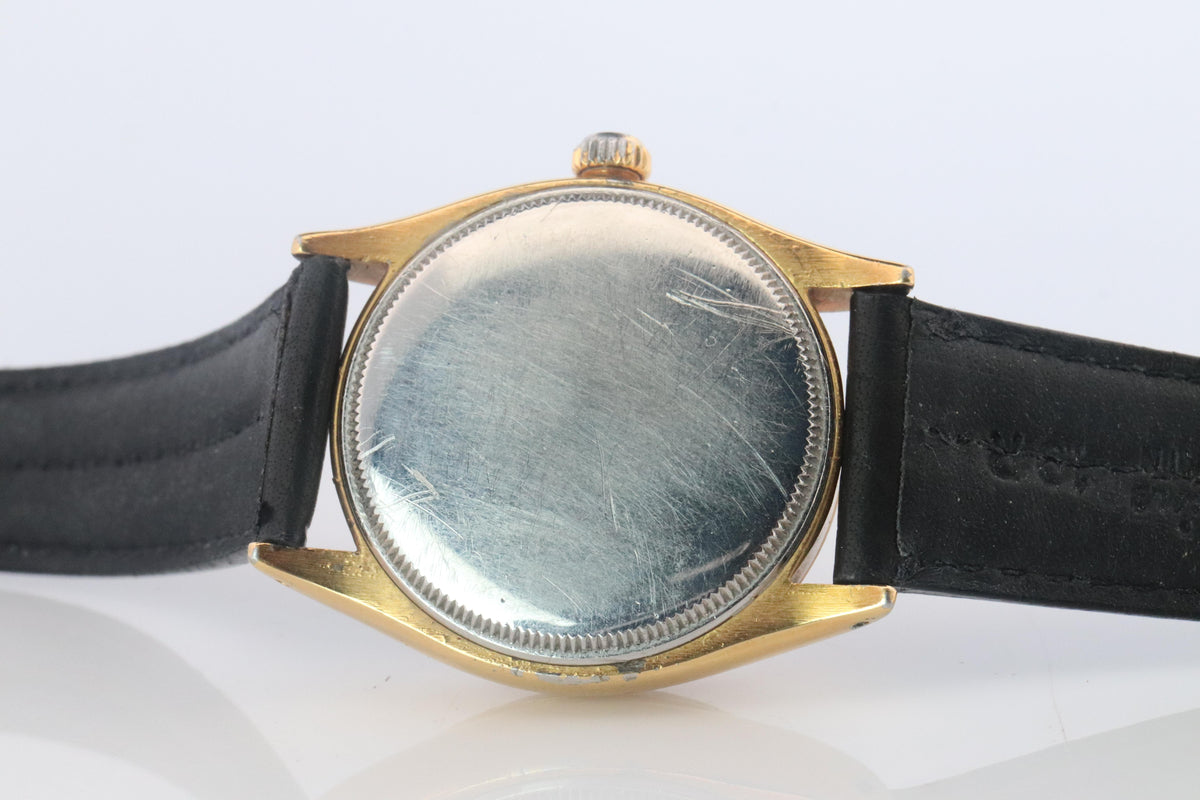 ROLEX Watch. Rolex ref. 6294 Black Dial 1950s Mens Rolex watch.