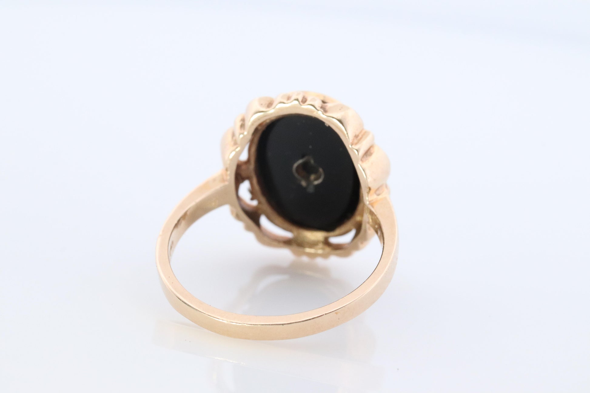 10k ONYX Diamond ring. Onyx 10k yellow gold ring. Vintage Victorian Onyx