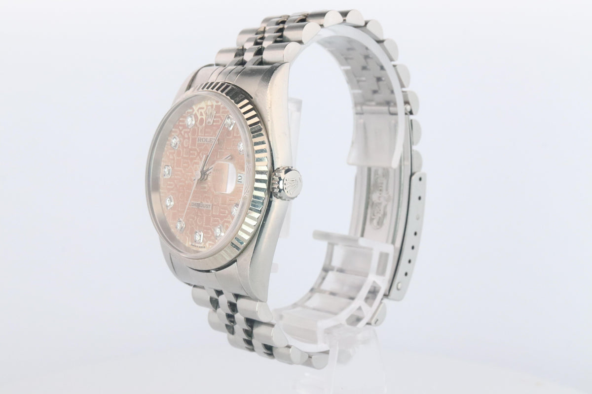 Genuine Rolex 16234G Watch. Rolex Oyster DateJust Tropical Jubilee Diamond Dial.