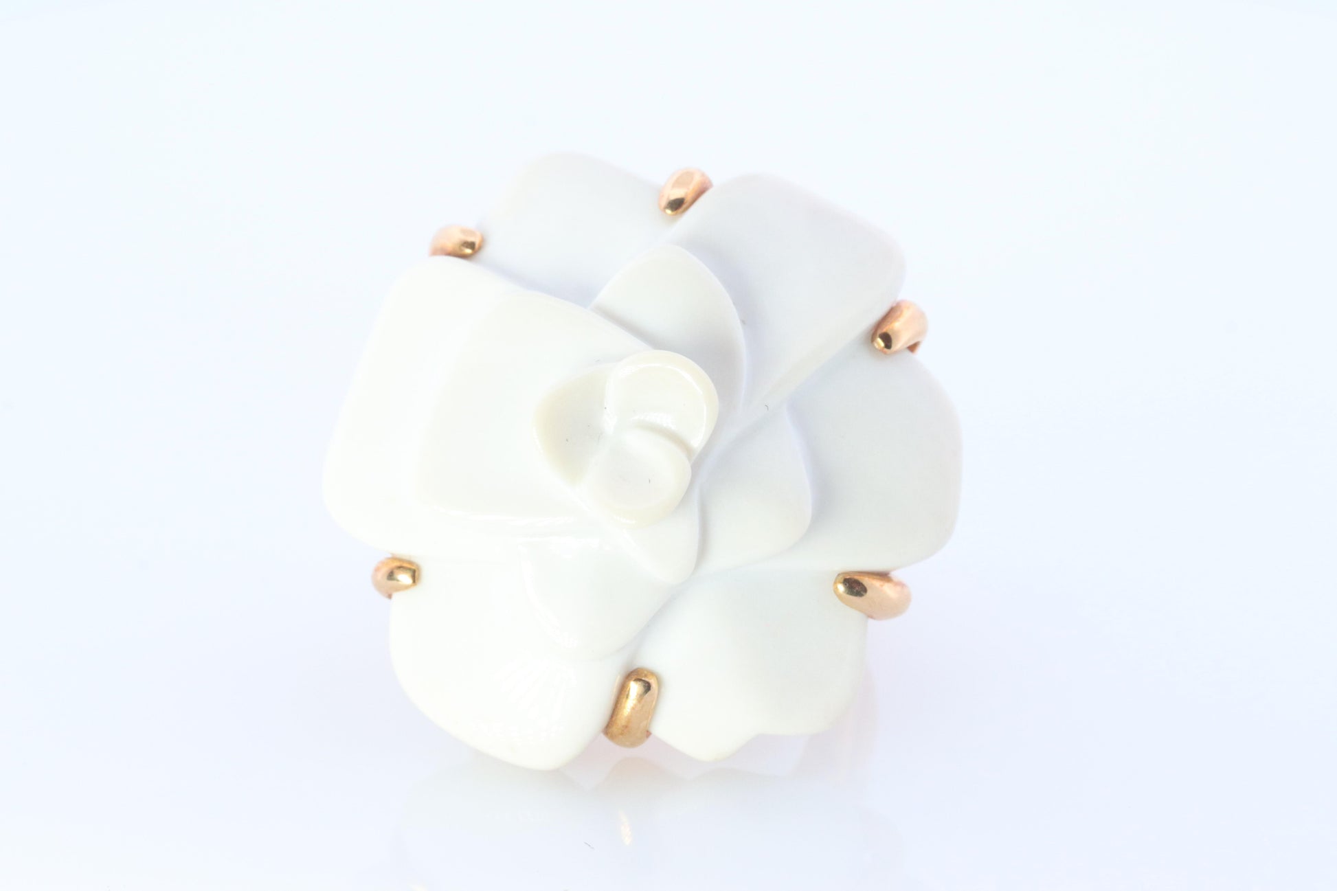 Chanel Camelia Ring. Genuine CHANEL 18k 750 Camelia Chalcedony Ring.