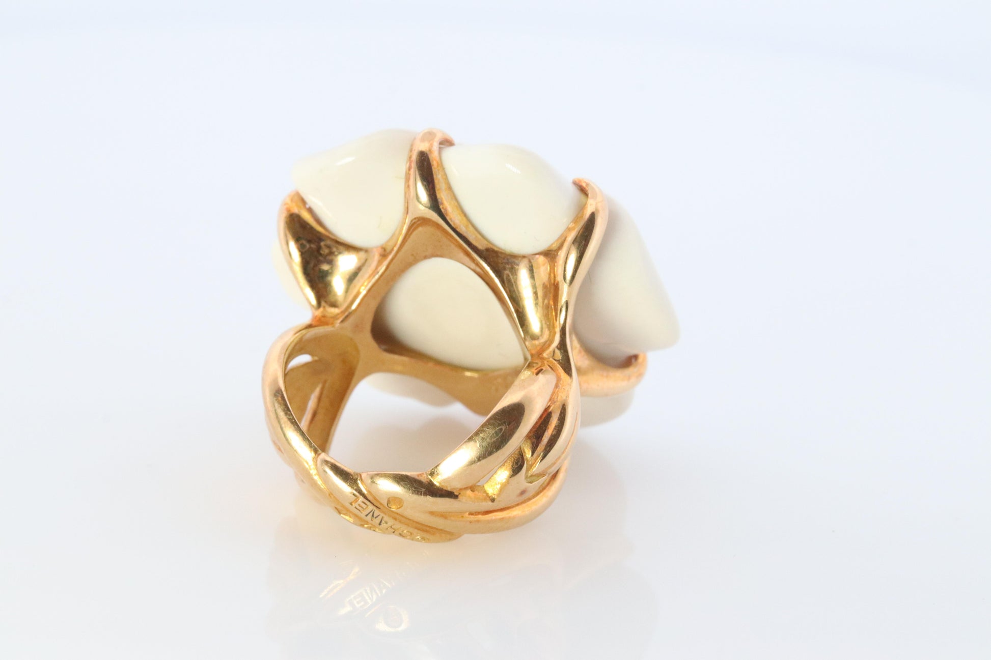 Chanel Camelia Ring. Genuine CHANEL 18k 750 Camelia Chalcedony Ring.