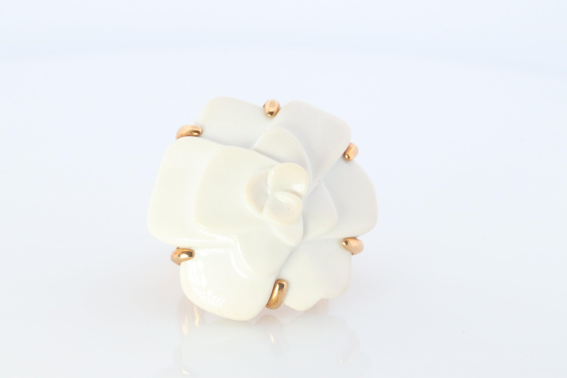 Chanel Camelia Ring. Genuine CHANEL 18k 750 Camelia Chalcedony Ring.