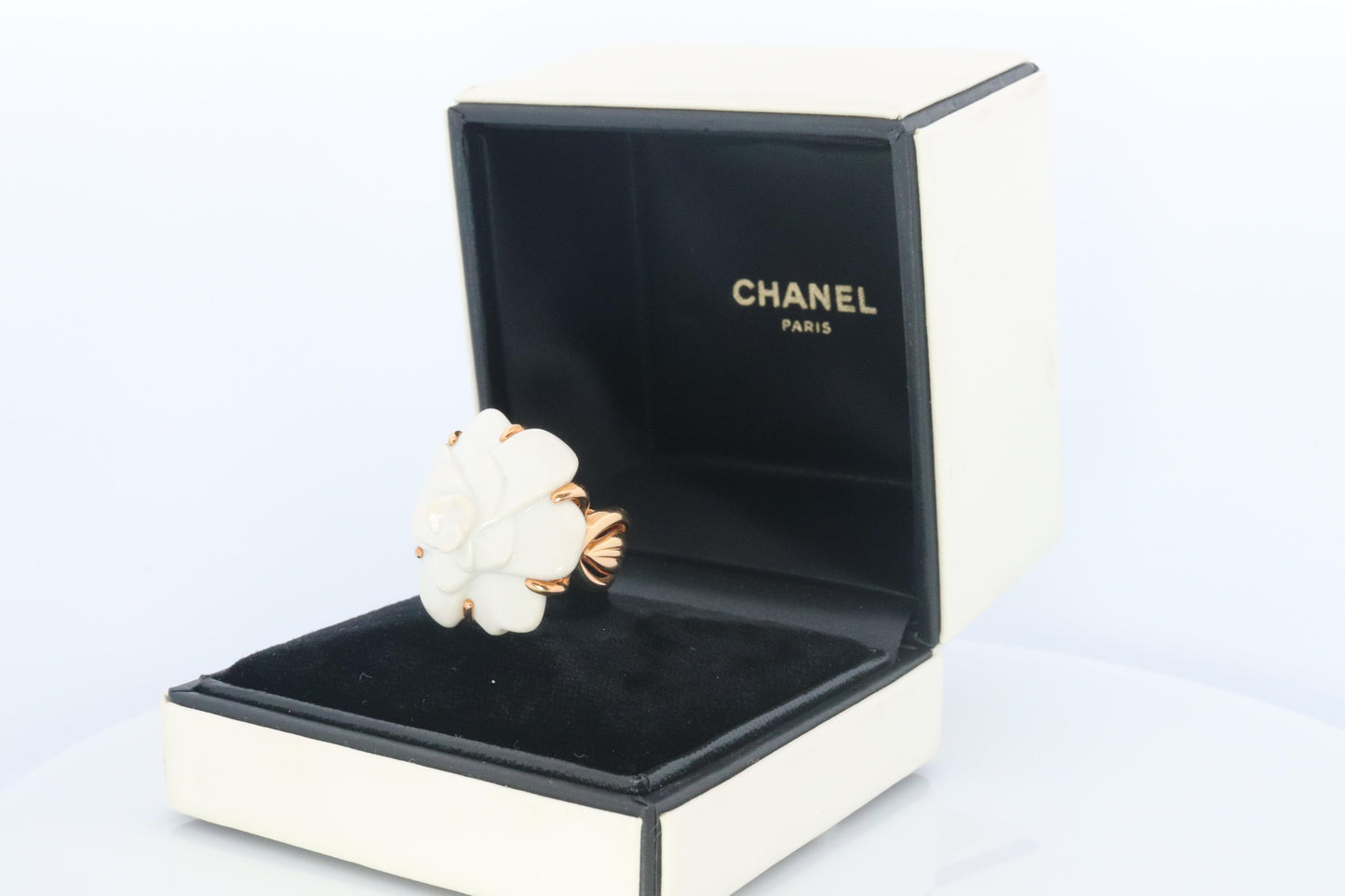 Chanel Camelia Ring. Genuine CHANEL 18k 750 Camelia Chalcedony Ring.