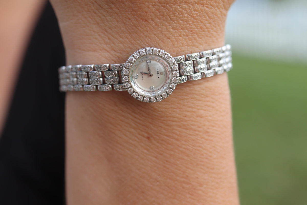 Genuine 18k Rolex 2604 Precision . 18k Gold Ladies Diamond Rolex Manual Watch