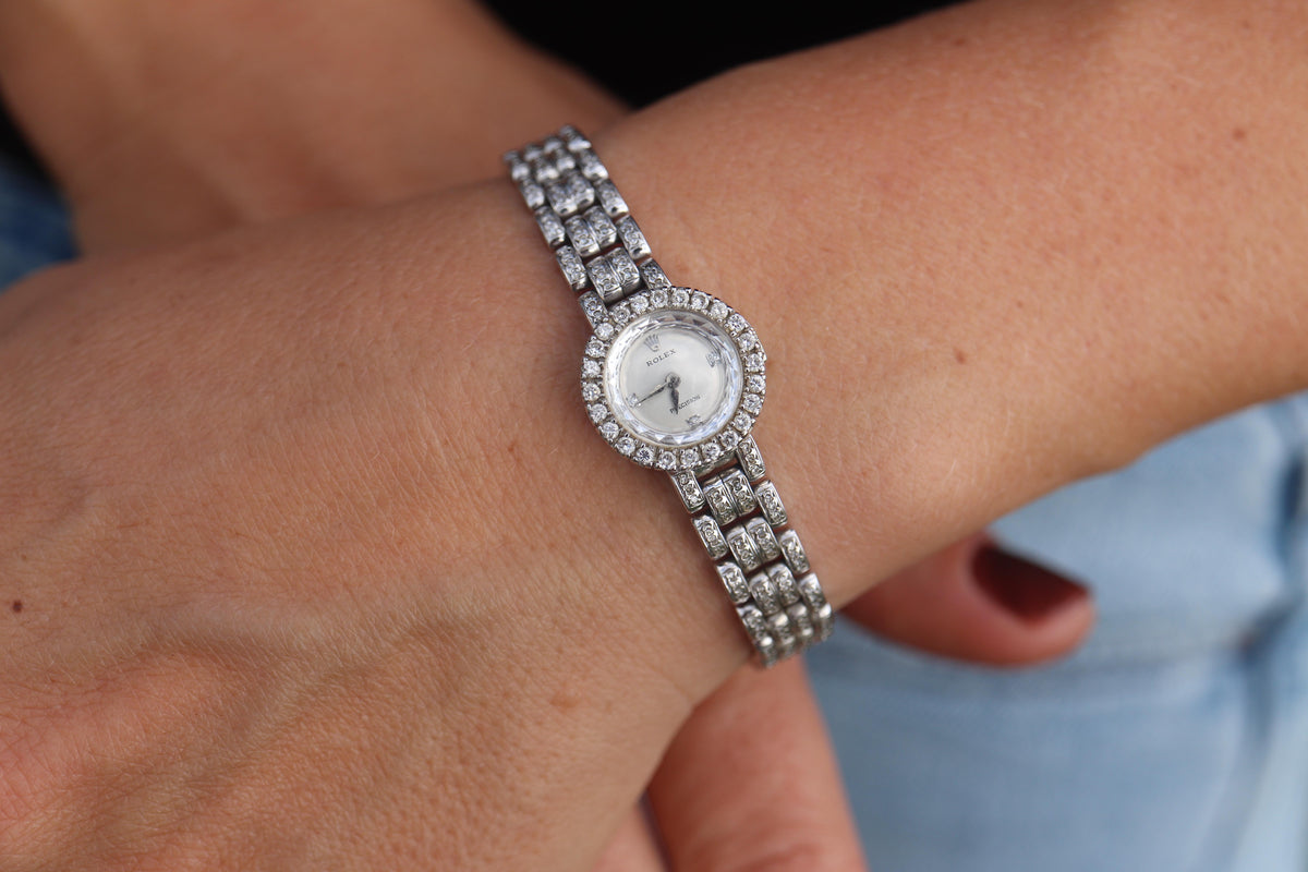 Genuine 18k Rolex 2604 Precision . 18k Gold Ladies Diamond Rolex Manual Watch