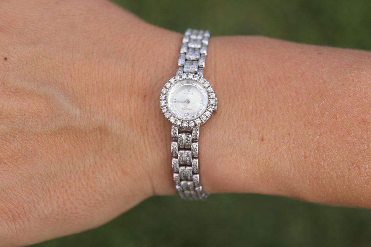 Genuine 18k Rolex 2604 Precision . 18k Gold Ladies Diamond Rolex Manual Watch